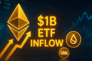 Ethereum ETFs में रिकॉर्ड $1 बिलियन का प्रवाह, UNIL पर बढ़ा निवेशकों का भरोसा
